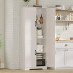 Kitchen Pantry Cabinet, Freestanding White Pantry Storage Cabinet, 60 Cupboard, Tall Bathroom Storage Cabinet