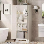 Kitchen Pantry Cabinet, Freestanding White Pantry Storage Cabinet, 60 Cupboard, Tall Bathroom Storage Cabinet