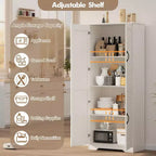Kitchen Pantry Cabinet, Freestanding White Pantry Storage Cabinet, 60 Cupboard, Tall Bathroom Storage Cabinet