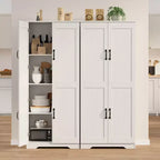 Kitchen Pantry Cabinet, Freestanding White Pantry Storage Cabinet, 60 Cupboard, Tall Bathroom Storage Cabinet