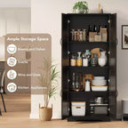 Kitchen Pantry Cabinet, Freestanding White Pantry Storage Cabinet, 60 Cupboard, Tall Bathroom Storage Cabinet