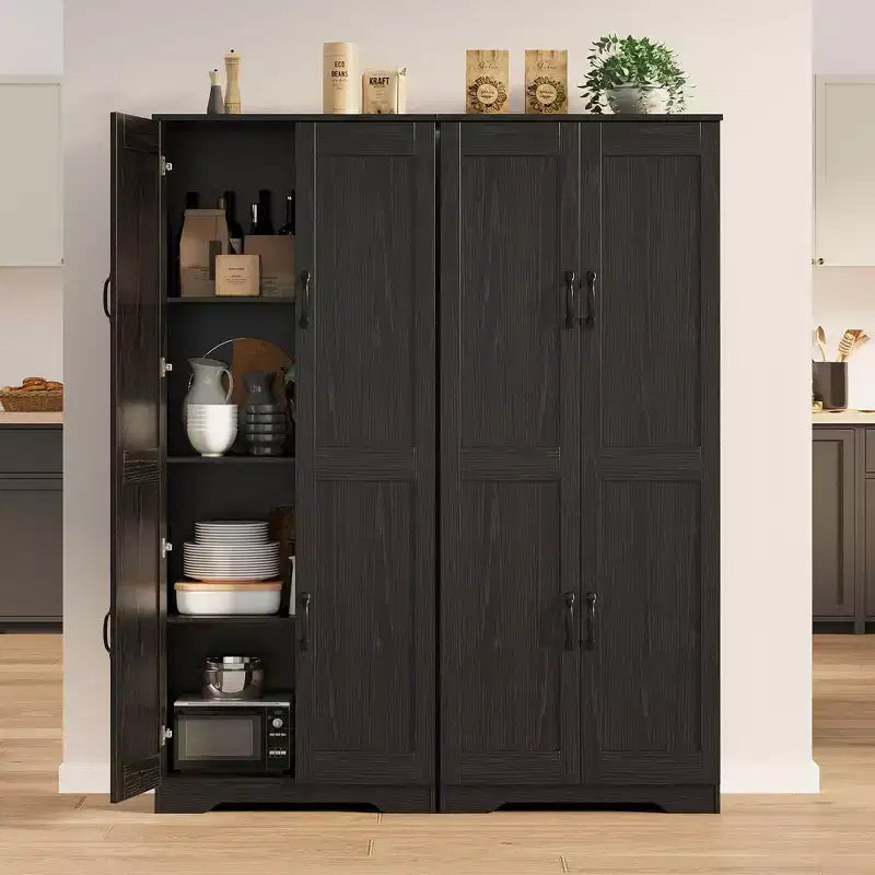 Kitchen Pantry Cabinet, Freestanding White Pantry Storage Cabinet, 60 Cupboard, Tall Bathroom Storage Cabinet