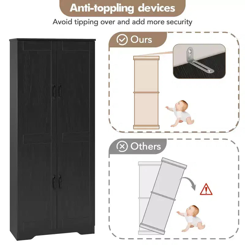 Kitchen Pantry Cabinet, Freestanding White Pantry Storage Cabinet, 60 Cupboard, Tall Bathroom Storage Cabinet