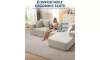 108 Modular Cloud Sectional Couch with Chaise | Fluffy Compressed L Shaped Sofa for Living Room | Sofa Bed Design, Beige