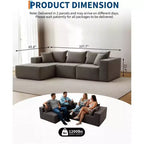 108 Modular Cloud Sectional Couch with Chaise | Fluffy Compressed L Shaped Sofa for Living Room | Sofa Bed Design, Beige