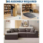 108 Modular Cloud Sectional Couch with Chaise | Fluffy Compressed L Shaped Sofa for Living Room | Sofa Bed Design, Beige