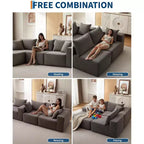 108 Modular Cloud Sectional Couch with Chaise | Fluffy Compressed L Shaped Sofa for Living Room | Sofa Bed Design, Beige