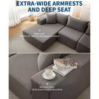 108 Modular Cloud Sectional Couch with Chaise | Fluffy Compressed L Shaped Sofa for Living Room | Sofa Bed Design, Beige