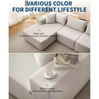 108 Modular Cloud Sectional Couch with Chaise | Fluffy Compressed L Shaped Sofa for Living Room | Sofa Bed Design, Beige