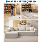 108 Modular Cloud Sectional Couch with Chaise | Fluffy Compressed L Shaped Sofa for Living Room | Sofa Bed Design, Beige
