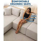 108 Modular Cloud Sectional Couch with Chaise | Fluffy Compressed L Shaped Sofa for Living Room | Sofa Bed Design, Beige
