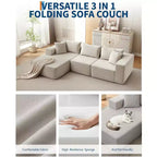 108 Modular Cloud Sectional Couch with Chaise | Fluffy Compressed L Shaped Sofa for Living Room | Sofa Bed Design, Beige