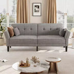 89 Futon Sofa Bed, Convertible Sleeper Sofa with Adjustable Backrest & Armrest, Modern Futon Couch Bed