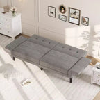 89 Futon Sofa Bed, Convertible Sleeper Sofa with Adjustable Backrest & Armrest, Modern Futon Couch Bed