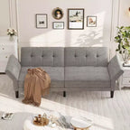 89 Futon Sofa Bed, Convertible Sleeper Sofa with Adjustable Backrest & Armrest, Modern Futon Couch Bed