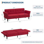 89 Futon Sofa Bed, Convertible Sleeper Sofa with Adjustable Backrest & Armrest, Modern Futon Couch Bed