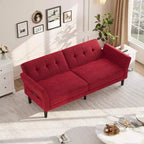 89 Futon Sofa Bed, Convertible Sleeper Sofa with Adjustable Backrest & Armrest, Modern Futon Couch Bed