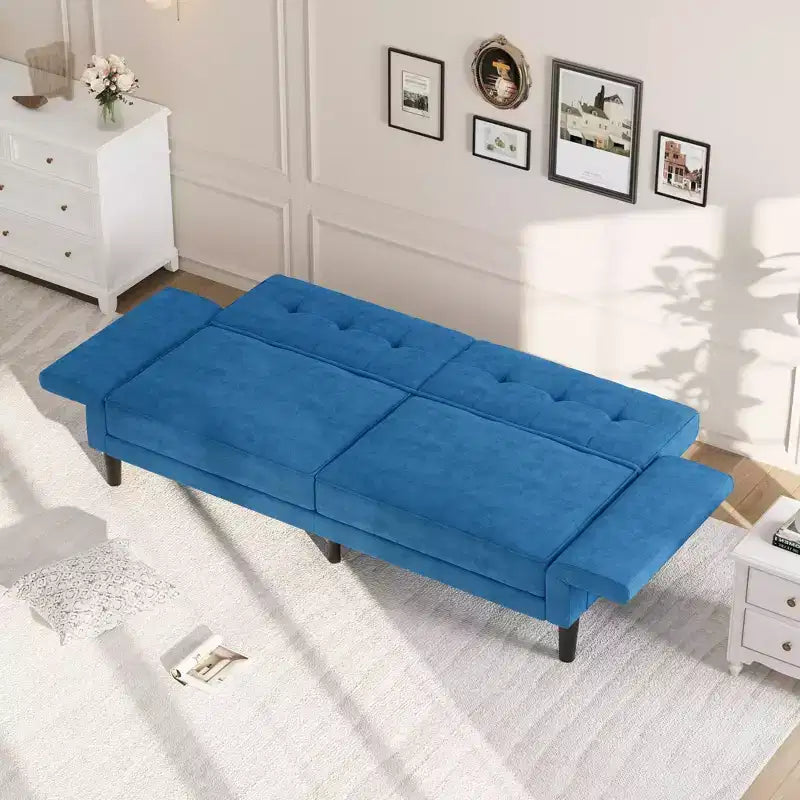 89 Futon Sofa Bed, Convertible Sleeper Sofa with Adjustable Backrest & Armrest, Modern Futon Couch Bed