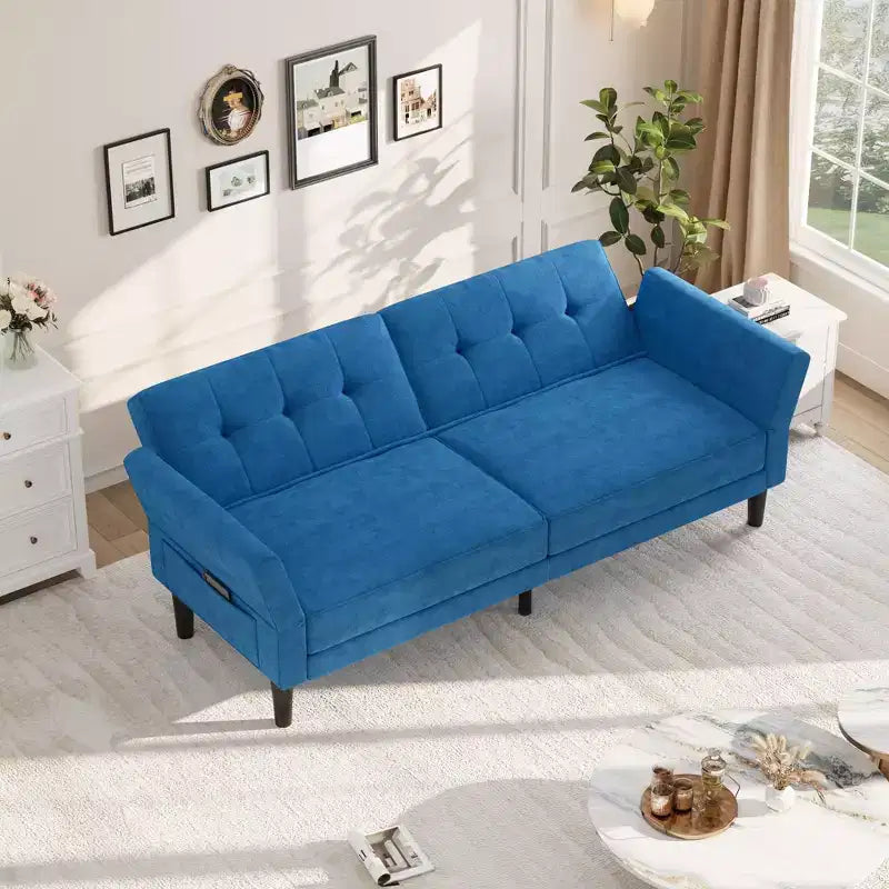 89 Futon Sofa Bed, Convertible Sleeper Sofa with Adjustable Backrest & Armrest, Modern Futon Couch Bed