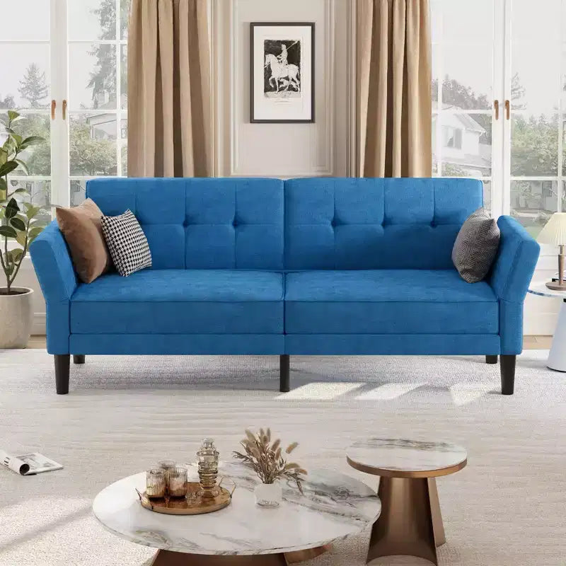 89 Futon Sofa Bed, Convertible Sleeper Sofa with Adjustable Backrest & Armrest, Modern Futon Couch Bed
