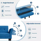 89 Futon Sofa Bed, Convertible Sleeper Sofa with Adjustable Backrest & Armrest, Modern Futon Couch Bed