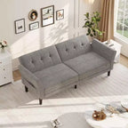 89 Futon Sofa Bed, Convertible Sleeper Sofa with Adjustable Backrest & Armrest, Modern Futon Couch Bed