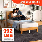Wood Bed Frame Versatile Solid Wood Mattress Foundation with 14 Wood Slats No Box Spring Needed with Headboard