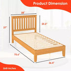 Wood Bed Frame Versatile Solid Wood Mattress Foundation with 14 Wood Slats No Box Spring Needed with Headboard
