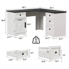 L-Shaped Executive Desk (60)  Farmhouse Office Corner Desk with File Drawers & Adjustable Storage Cabinet, Ideal for Home Office or Study