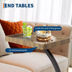 End Table with Rolling Wheels, Small Bed Stand, Wooden 360 Rotating TV Tray, for Living Room, Bedroom