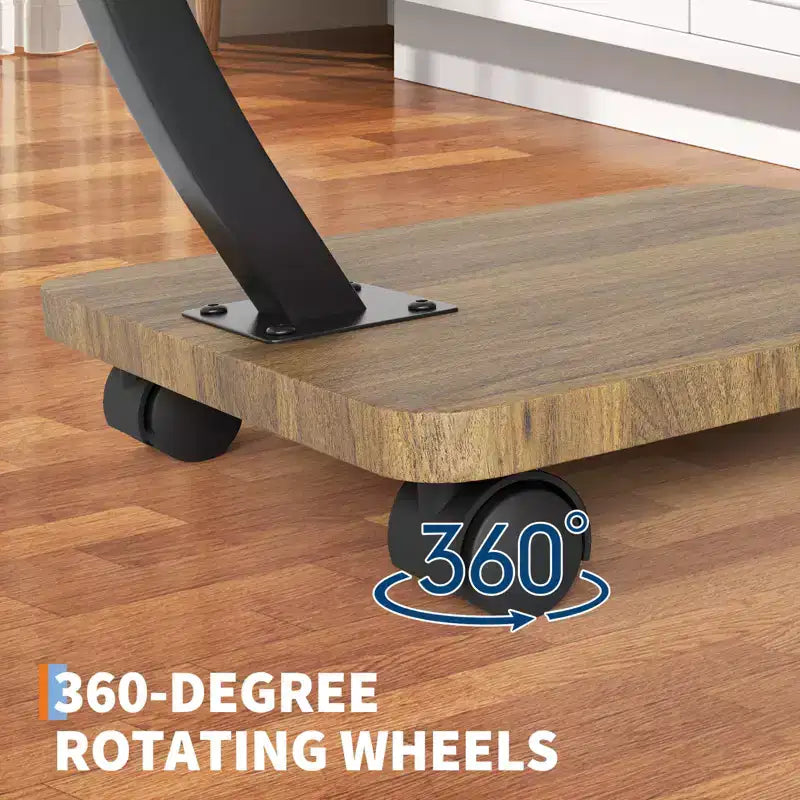 End Table with Rolling Wheels, Small Bed Stand, Wooden 360 Rotating TV Tray, for Living Room, Bedroom