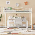 Loft Bed Twin Size with Ladder & Full Safety Guardrail, Heavy Duty Metal Twin Loft Bed 400 Lbs Load Capacity, Space-Saving
