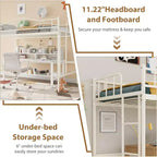 Loft Bed Twin Size with Ladder & Full Safety Guardrail, Heavy Duty Metal Twin Loft Bed 400 Lbs Load Capacity, Space-Saving