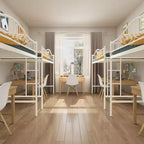 Loft Bed Twin Size with Ladder & Full Safety Guardrail, Heavy Duty Metal Twin Loft Bed 400 Lbs Load Capacity, Space-Saving