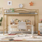 Loft Bed Twin Size with Ladder & Full Safety Guardrail, Heavy Duty Metal Twin Loft Bed 400 Lbs Load Capacity, Space-Saving