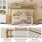 Loft Bed Twin Size with Ladder & Full Safety Guardrail, Heavy Duty Metal Twin Loft Bed 400 Lbs Load Capacity, Space-Saving