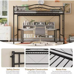 Loft Bed Twin Size with Ladder & Full Safety Guardrail, Heavy Duty Metal Twin Loft Bed 400 Lbs Load Capacity, Space-Saving
