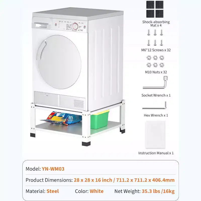 Laundry Pedestal with Storage Shelf for Washer, Heavy Duty Steel Universal Washing Machine Raiser,Washing Machine Base Stand 800lbs Capacity