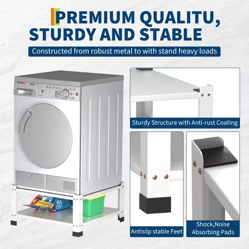 Laundry Pedestal with Storage Shelf for Washer, Heavy Duty Steel Universal Washing Machine Raiser,Washing Machine Base Stand 800lbs Capacity
