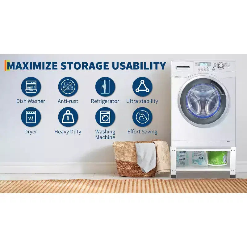 Laundry Pedestal with Storage Shelf for Washer, Heavy Duty Steel Universal Washing Machine Raiser,Washing Machine Base Stand 800lbs Capacity