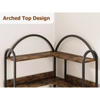 Industrial Corner Bookcase, 5-Tier L-Shaped Shelf, Arched Corner Bookcase with Metal Frame, Large Bookcase for Living Room and Bedroom