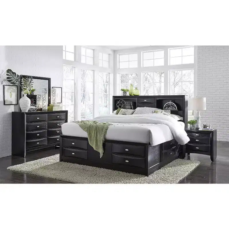 Black Mirror with Sleek Wood Frame Large Modern Mirror for Bedroom Dresser or Wall Display