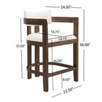 26" Upholstered Rubberwood Counter Height Barstools Walnut