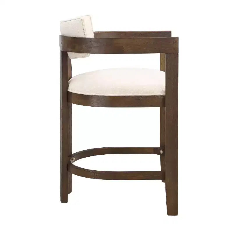 26" Upholstered Rubberwood Counter Height Barstools Walnut
