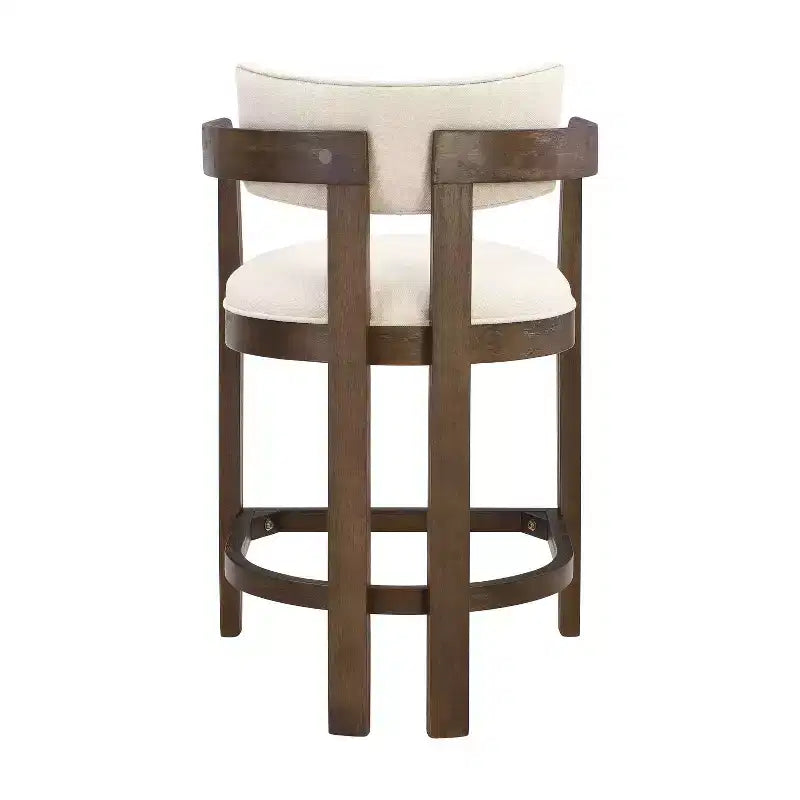 26" Upholstered Rubberwood Counter Height Barstools Walnut