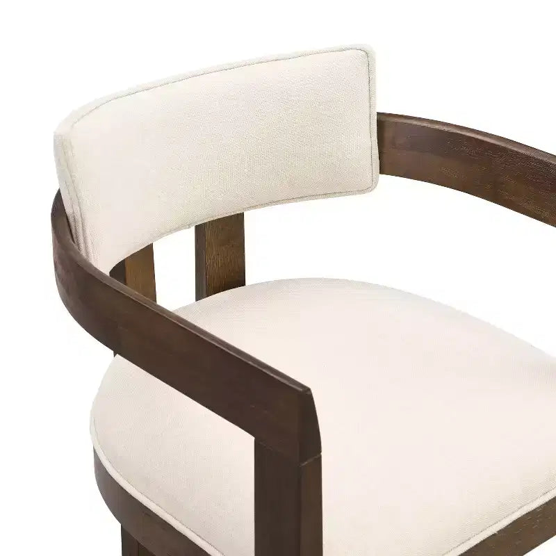 26" Upholstered Rubberwood Counter Height Barstools Walnut