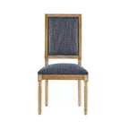 French Country Rubberwood Upholstered Dining Chairs Blue Gray