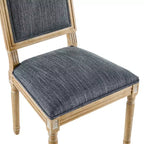 French Country Rubberwood Upholstered Dining Chairs Blue Gray