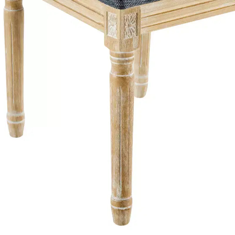 French Country Rubberwood Upholstered Dining Chairs Blue Gray