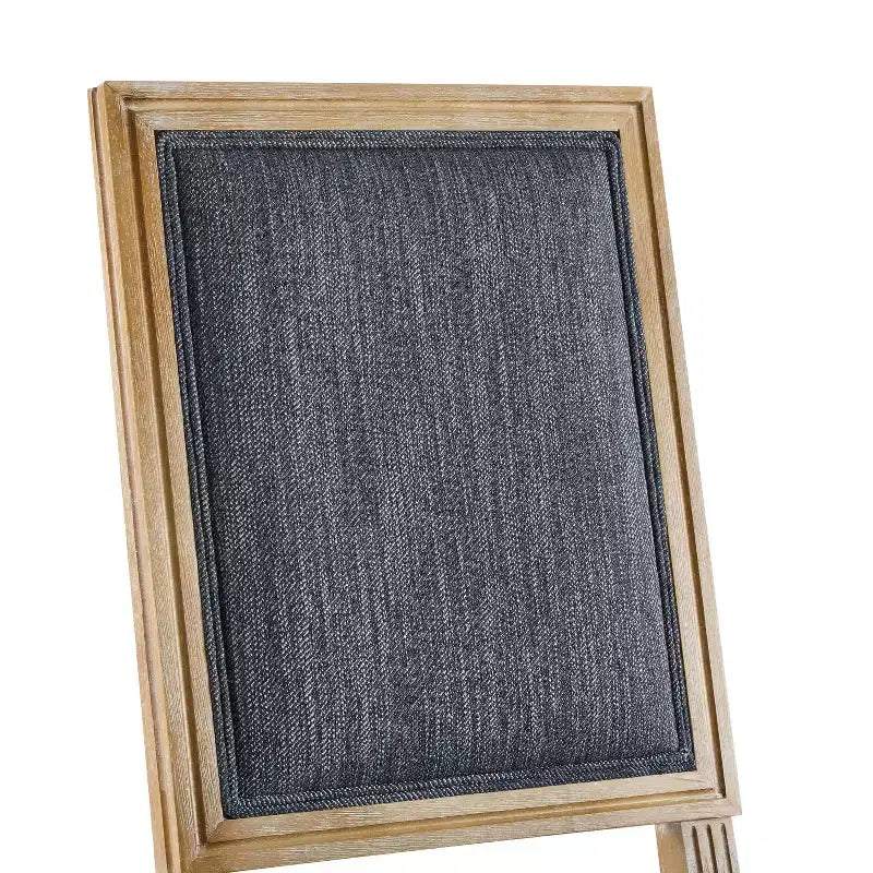 French Country Rubberwood Upholstered Dining Chairs Blue Gray